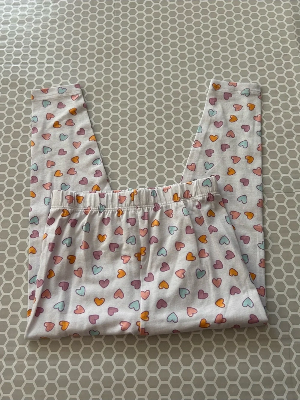 NWT Rene Rofe White Heart-Print Pajama Set - Short Sleeve Top & Pants Size 4T